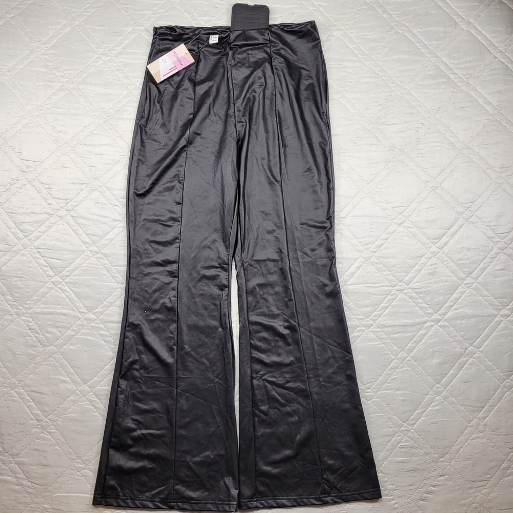 WDIRARA Faux Leather Wide Leg Pants size L nwt